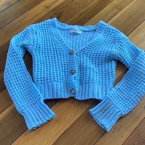 No Boundaries Light Blue Button-Up Cardigan
